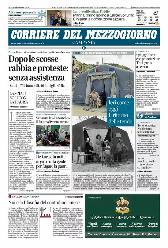 Prima-pagina-corriere del mezzogiorno-del-2024-05-22